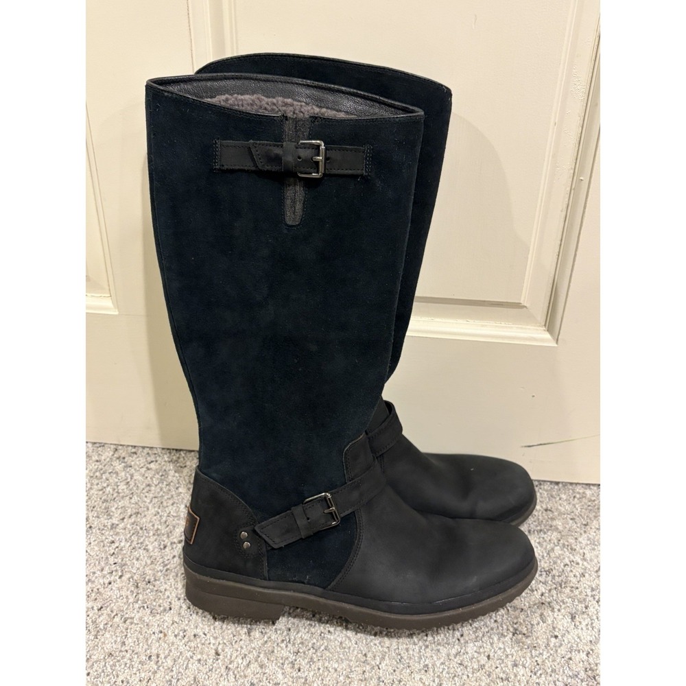 Ugg Boots Thomsen Waterproof Boot Womens Size 10 Black Suede Leather - Picture 4 of 9
